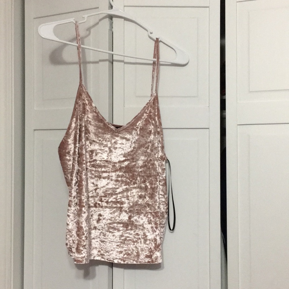 Light pink spaghetti strap velvet tank